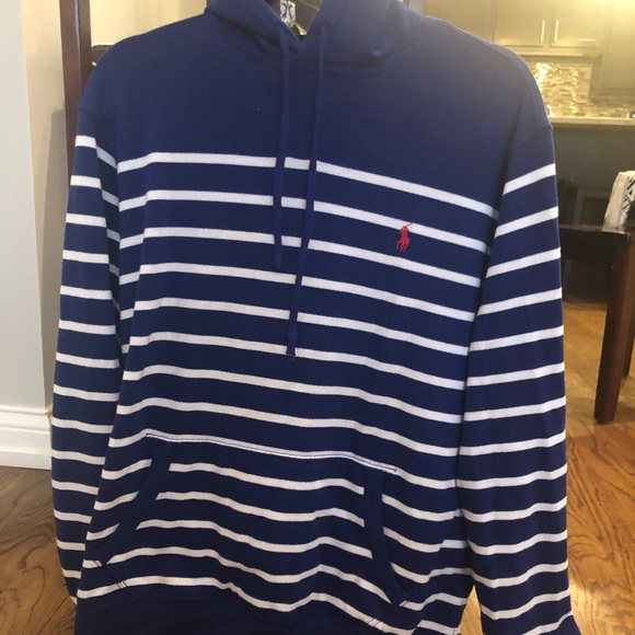 blue and white polo hoodie